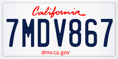 CA license plate 7MDV867
