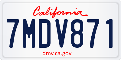 CA license plate 7MDV871
