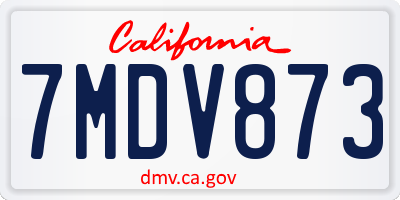 CA license plate 7MDV873