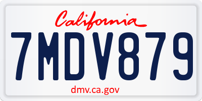 CA license plate 7MDV879