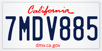 CA license plate 7MDV885