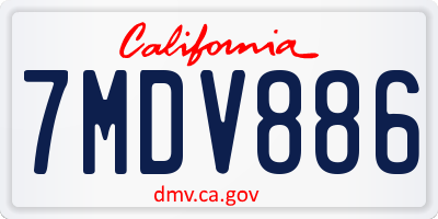 CA license plate 7MDV886