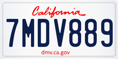 CA license plate 7MDV889