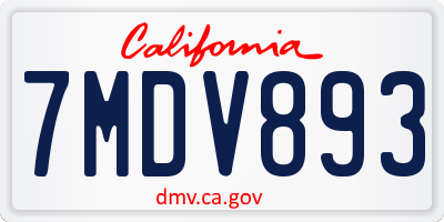 CA license plate 7MDV893