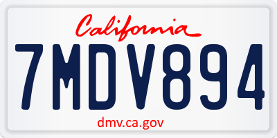CA license plate 7MDV894