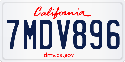 CA license plate 7MDV896