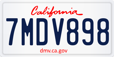 CA license plate 7MDV898