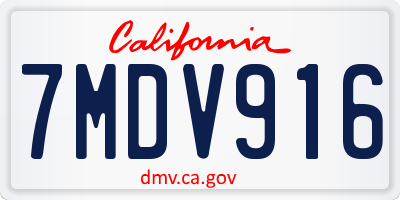 CA license plate 7MDV916