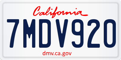 CA license plate 7MDV920