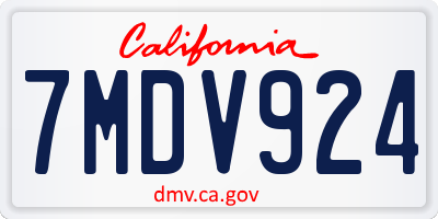 CA license plate 7MDV924