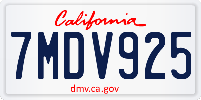 CA license plate 7MDV925