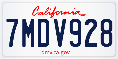 CA license plate 7MDV928