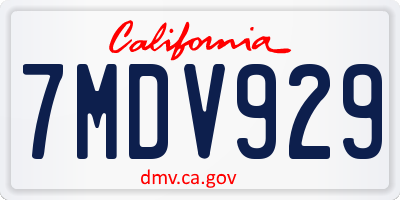 CA license plate 7MDV929