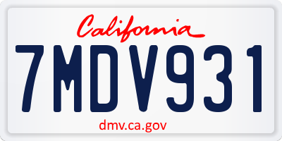 CA license plate 7MDV931