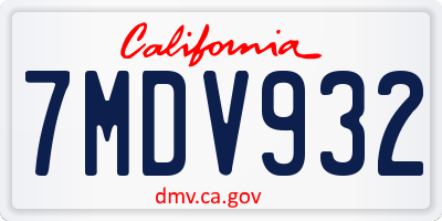CA license plate 7MDV932
