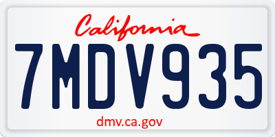 CA license plate 7MDV935