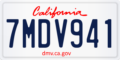 CA license plate 7MDV941