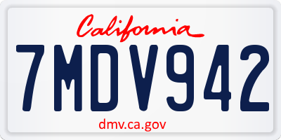 CA license plate 7MDV942