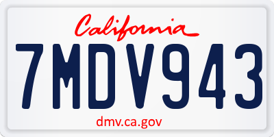 CA license plate 7MDV943
