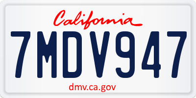 CA license plate 7MDV947