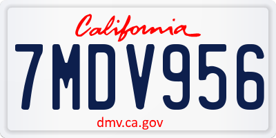 CA license plate 7MDV956