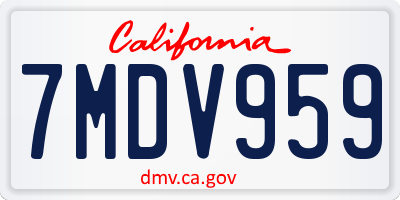 CA license plate 7MDV959