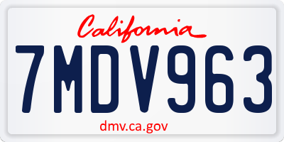 CA license plate 7MDV963