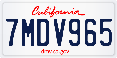 CA license plate 7MDV965
