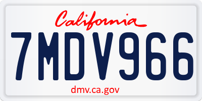 CA license plate 7MDV966