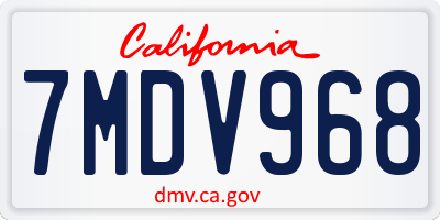 CA license plate 7MDV968