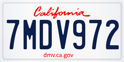 CA license plate 7MDV972