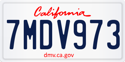 CA license plate 7MDV973