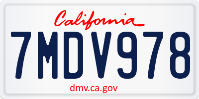 CA license plate 7MDV978