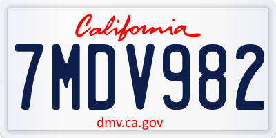 CA license plate 7MDV982
