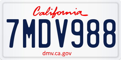 CA license plate 7MDV988