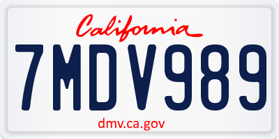 CA license plate 7MDV989