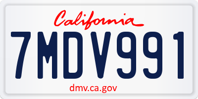 CA license plate 7MDV991