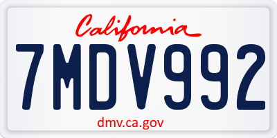 CA license plate 7MDV992