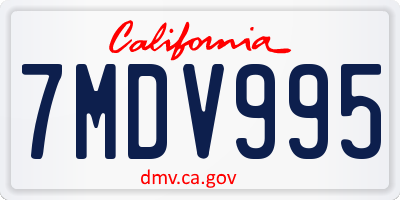 CA license plate 7MDV995