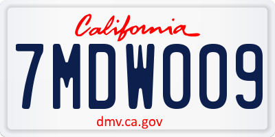 CA license plate 7MDW009