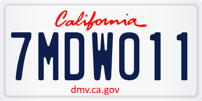 CA license plate 7MDW011