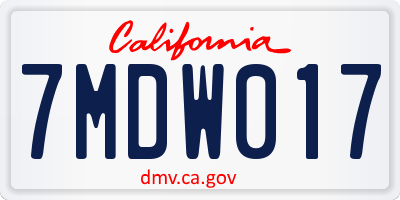 CA license plate 7MDW017