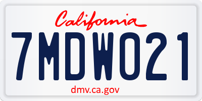 CA license plate 7MDW021