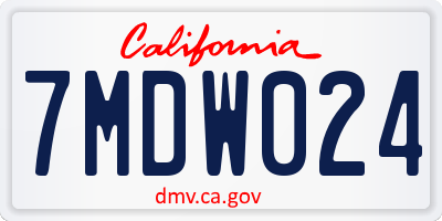 CA license plate 7MDW024
