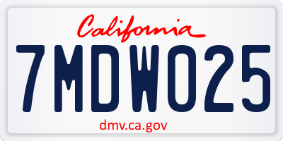 CA license plate 7MDW025