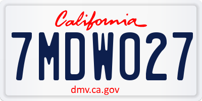 CA license plate 7MDW027