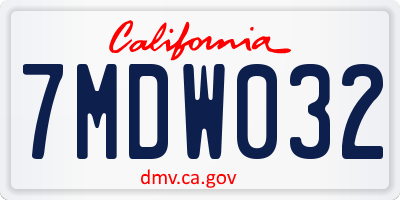 CA license plate 7MDW032