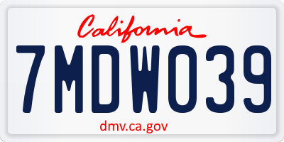CA license plate 7MDW039
