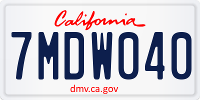 CA license plate 7MDW040
