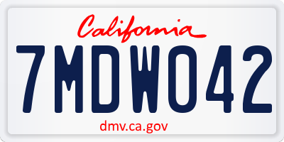 CA license plate 7MDW042